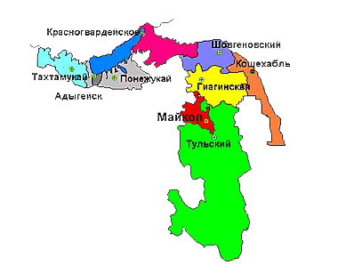 Схематическая карта Адыгеи.