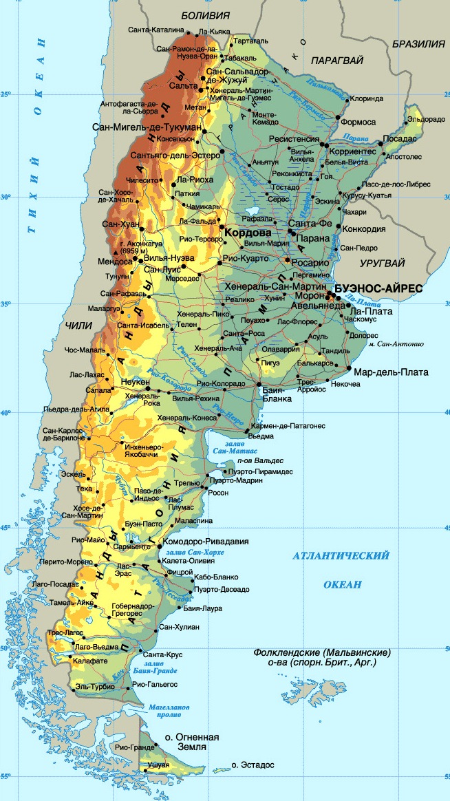 Карта Аргентины.