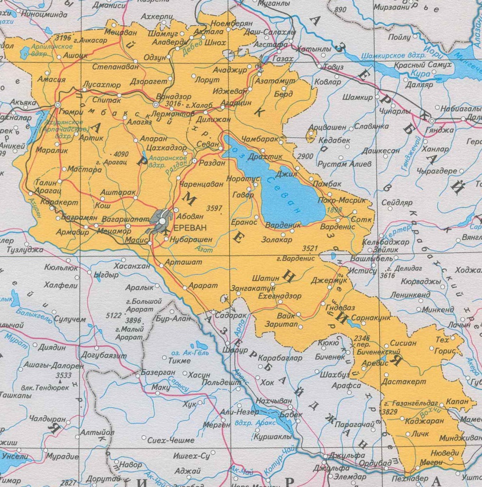 Карта Армении.