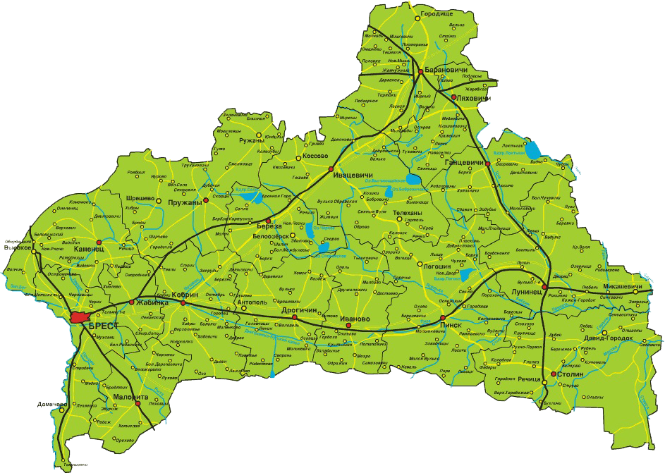 Карта Брестской области.