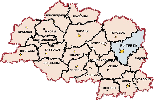 Карта Витебской области.