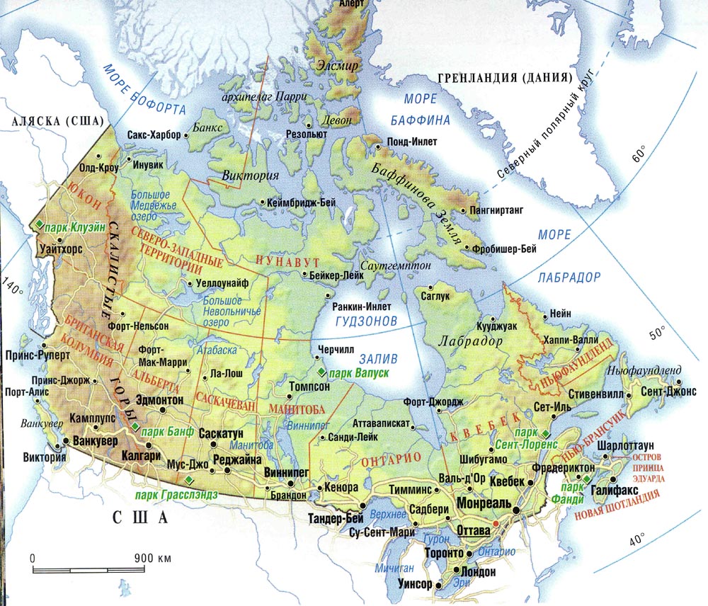 Карта Канады.