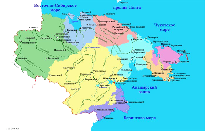 Картка Чукотского Автономного округа.
