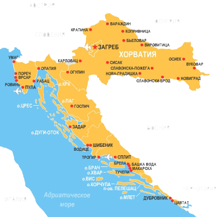 Карта Хорватии.