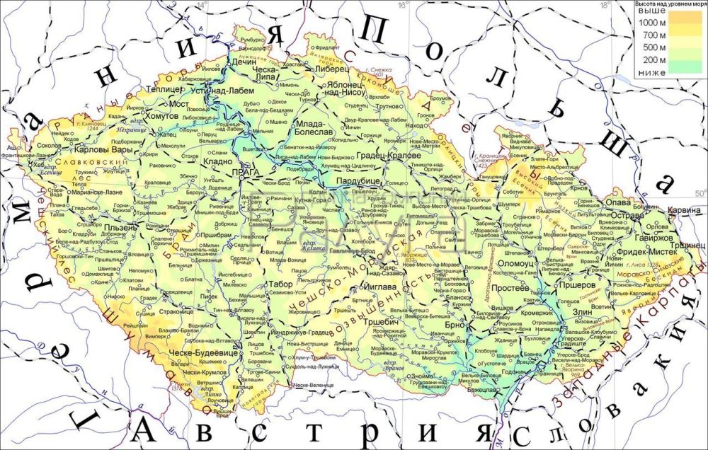 Карта Чехии.