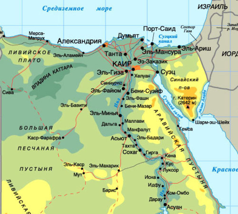 Карта Египта.