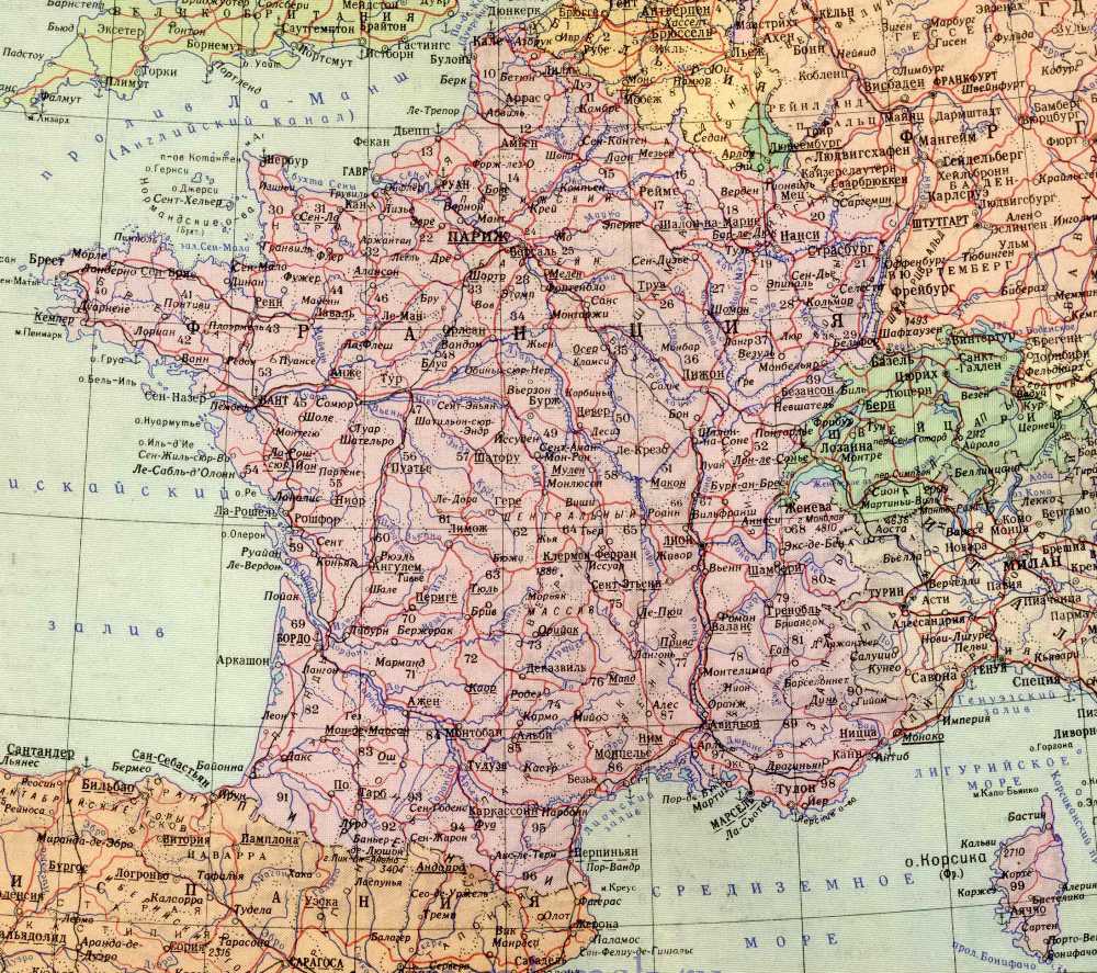 Карта Франции.