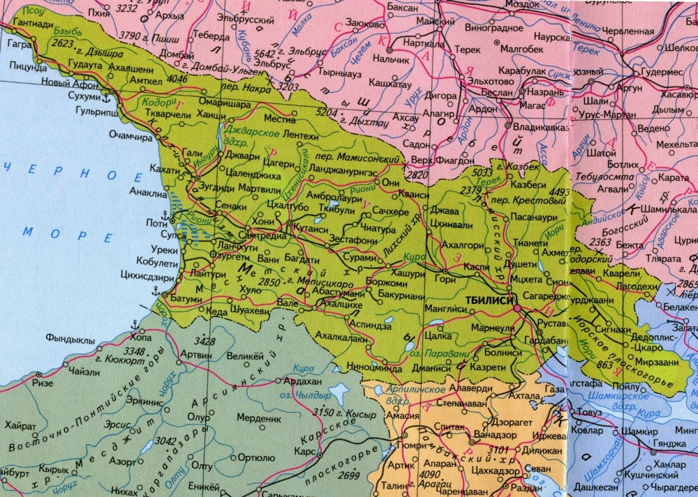 Карта Грузии.
