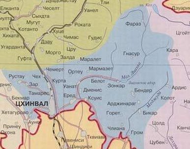 Карта Южной Осетии.