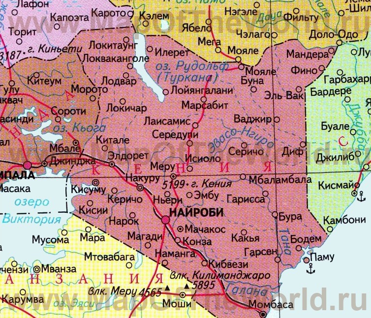 Карта Кении.