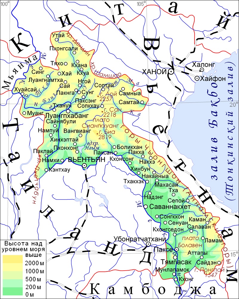 Карта Лаоса.
