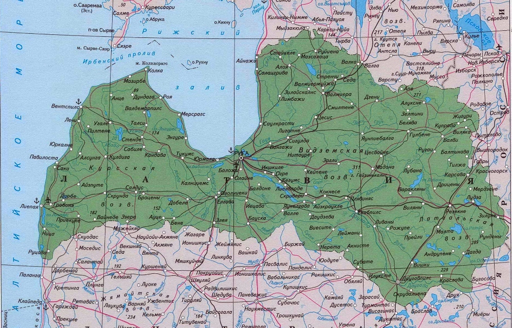 Карта Латвии.