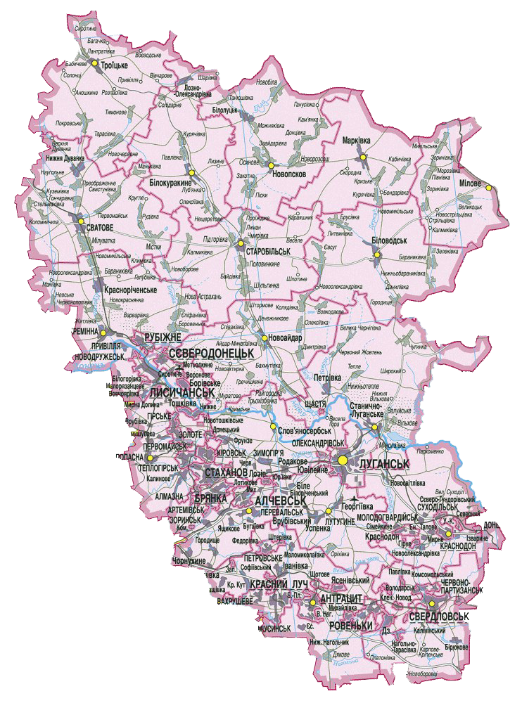 Карта Луганской Народной Республики.