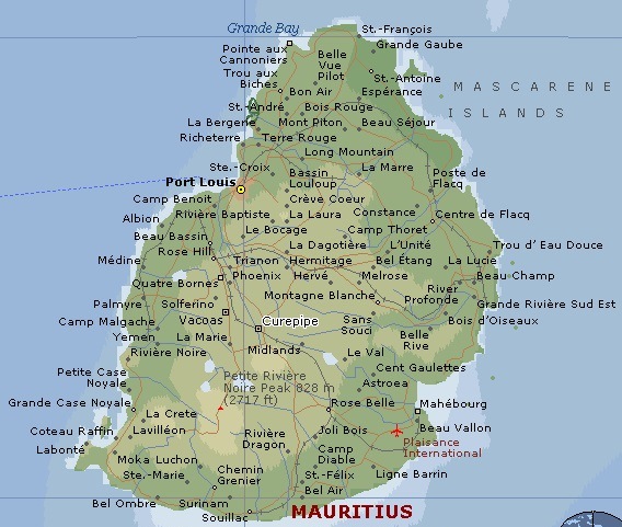 Карта Маврикия.