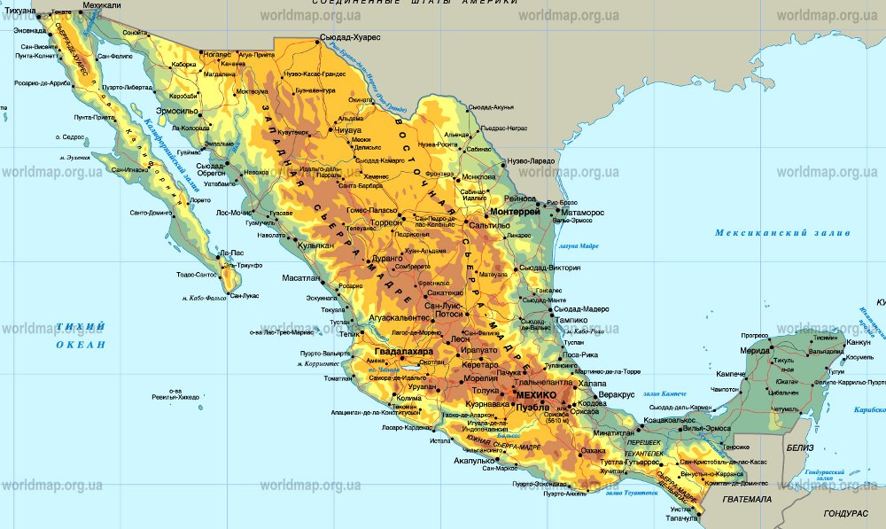 Карта Мексики.