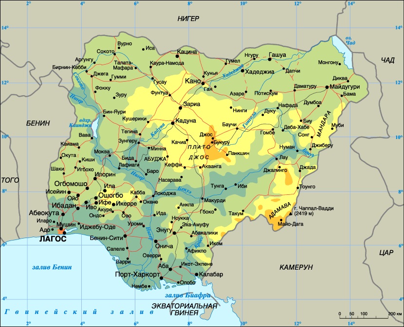 Карта Нигерии.