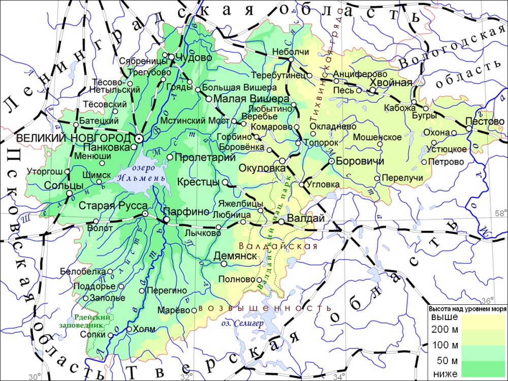 Карта Новгородской области.