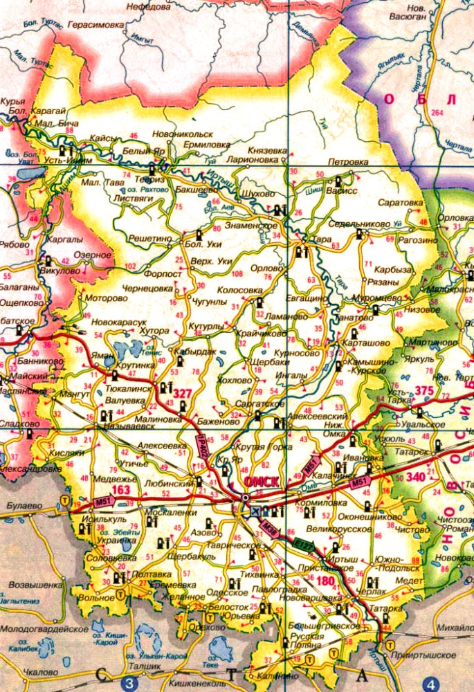 Карта Омской области.