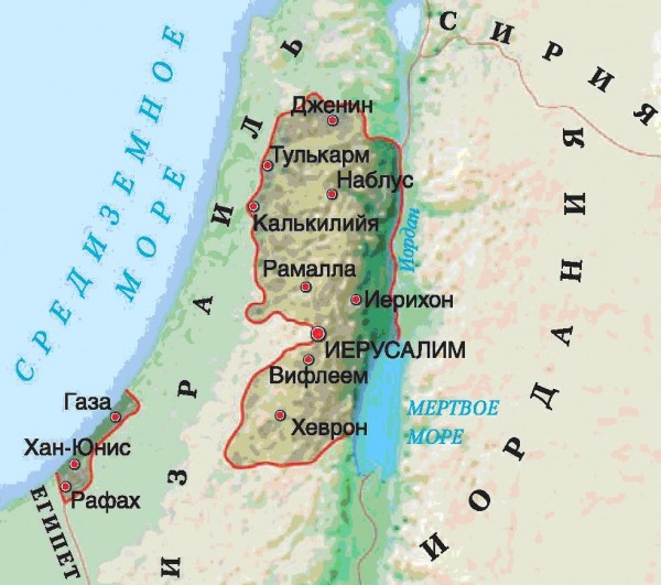 Карта Палестины.