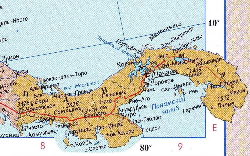 Карта Панамы.