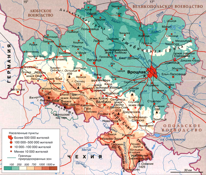 Карта Нижнесилезского воеводства.