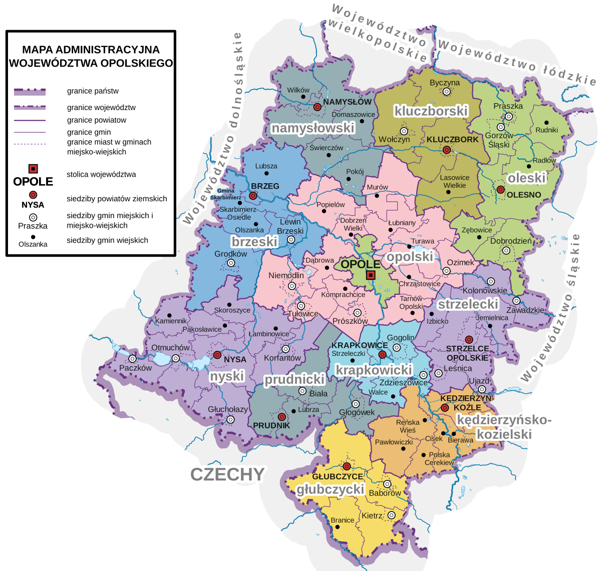 Карта Опольского воеводства.