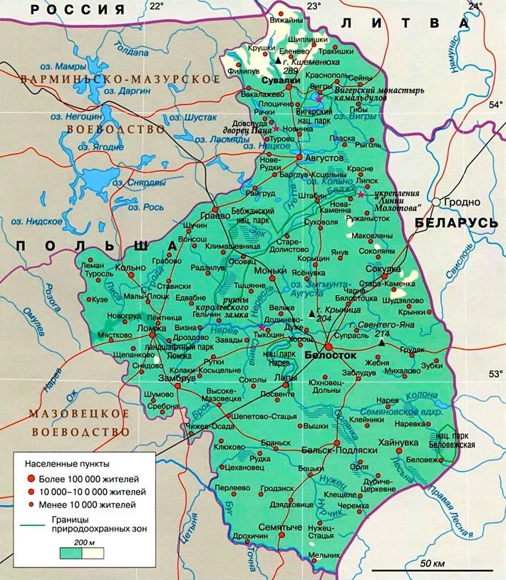 Карта Подляского воеводства.