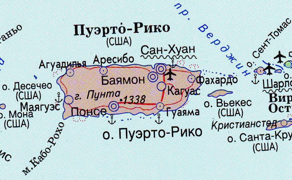 Карта Пуэрто-Рико.