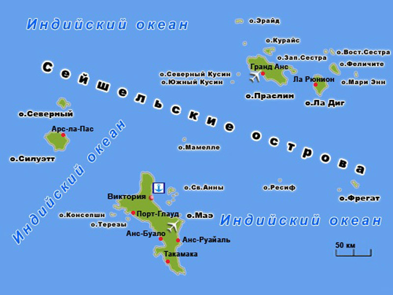 Карта Сейшельских островов.