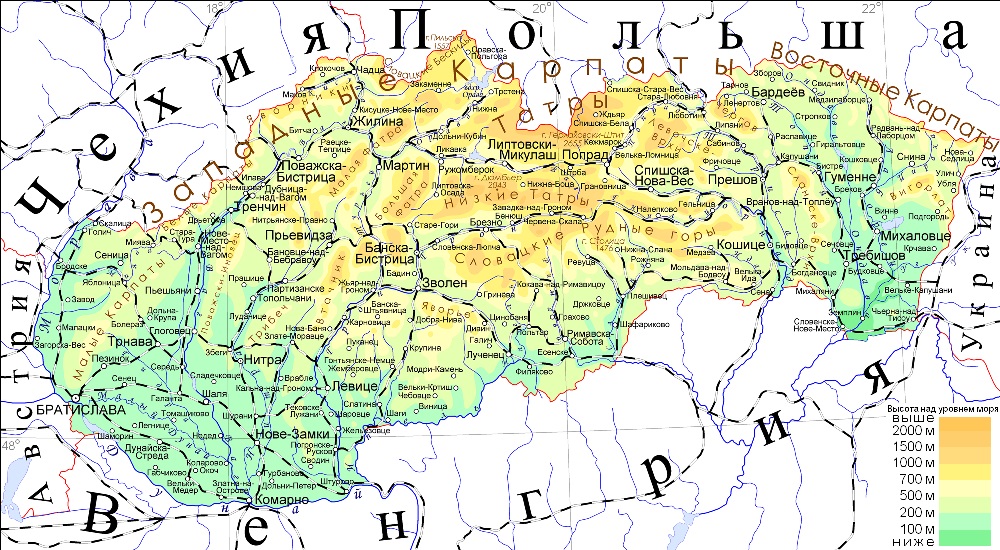 Карта Словакии.