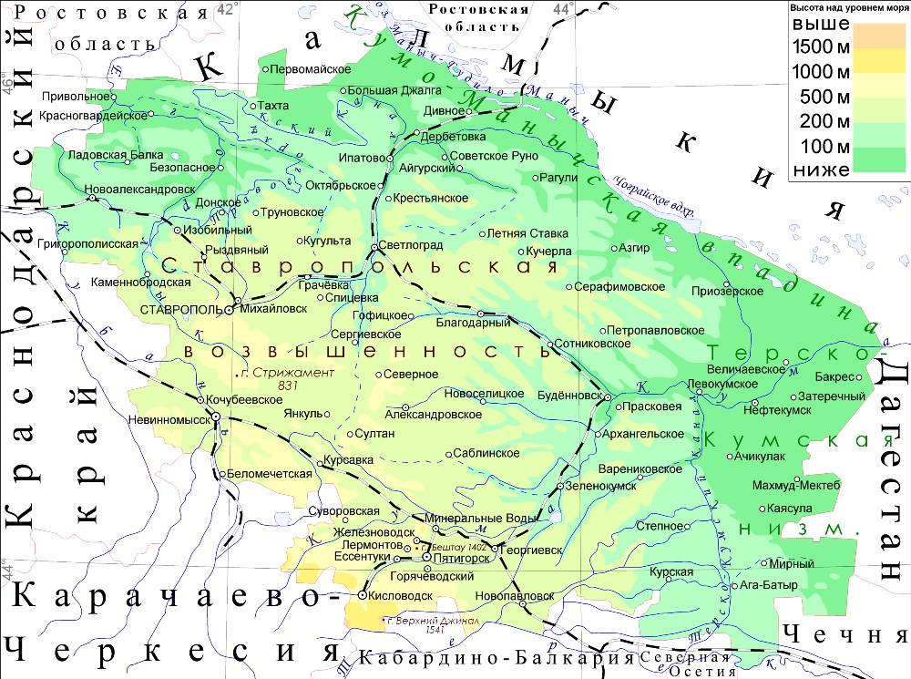 Карта Ставропольского края.