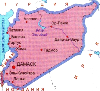 Карта Сирии.