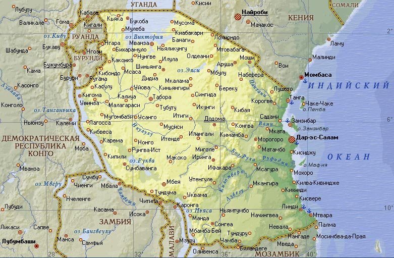 Карта Танзании.