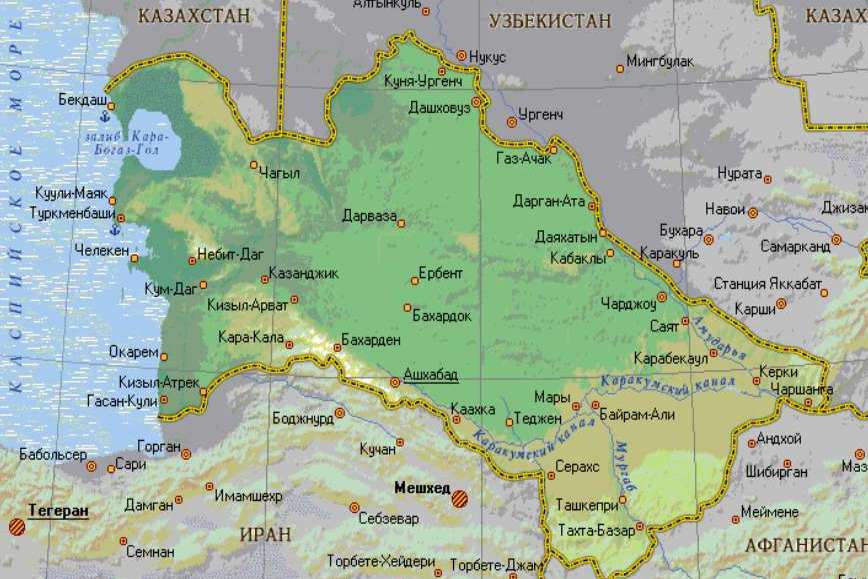 Карта Туркменистана.