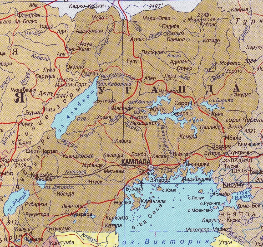 Карта Уганды.