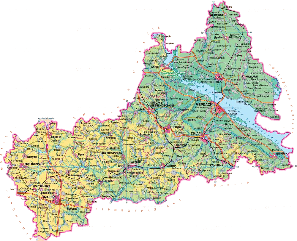 Карта Черкасской области.