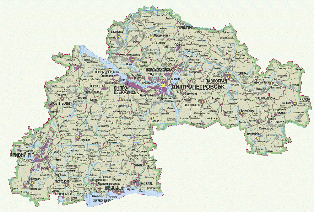 Карта Днепропетровской области.