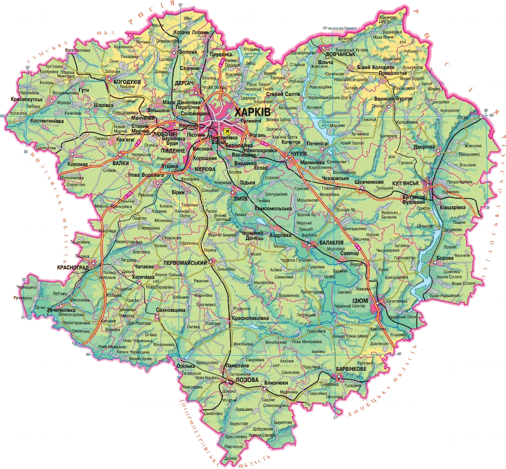 Карта Харьковской области.