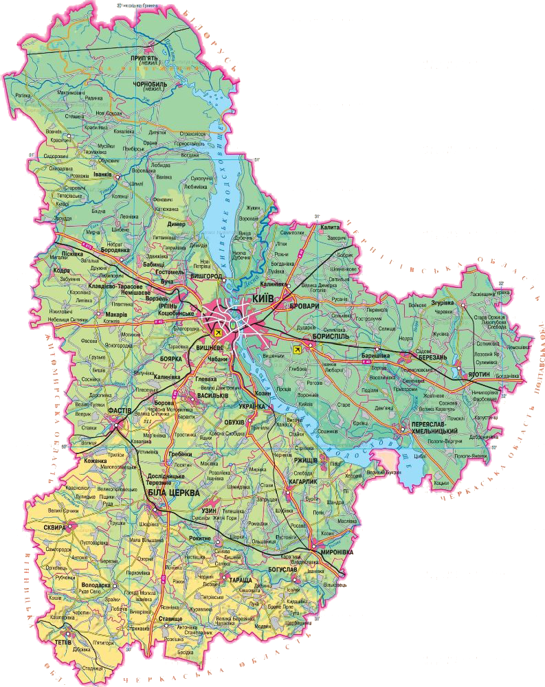Карта Киевской области.