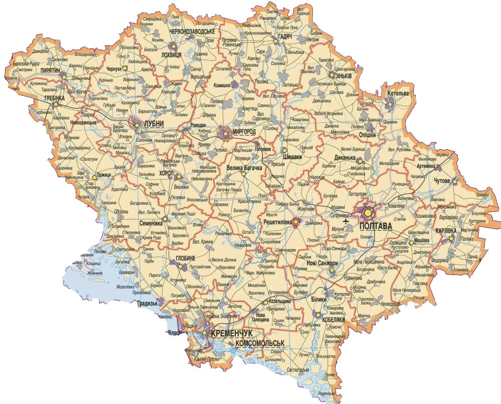 Карта Полтавской области.