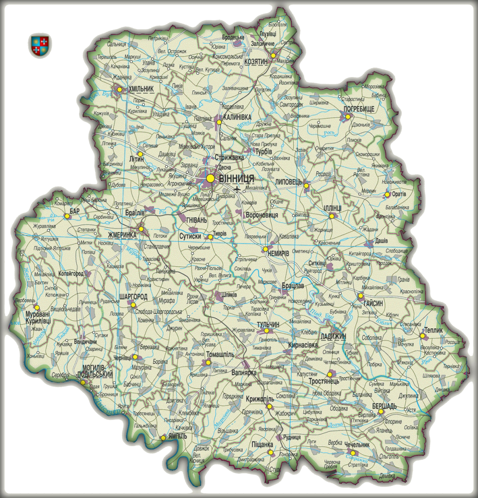 Карта Винницкой области.