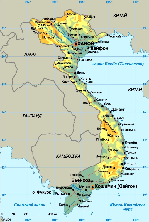Карта Вьетнама.