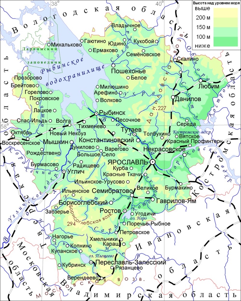 Карта Ярославской области.