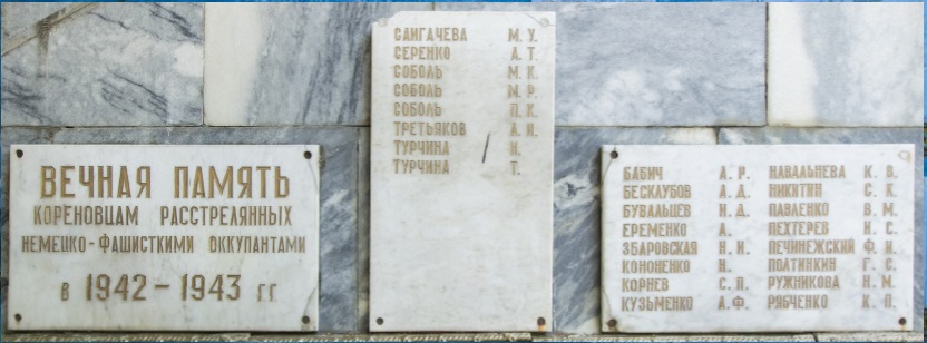 Мемориальная доска на стене у Вечного огня в Кореновске.