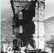 Дом-башня разрушена во время оброны Новороссийска.