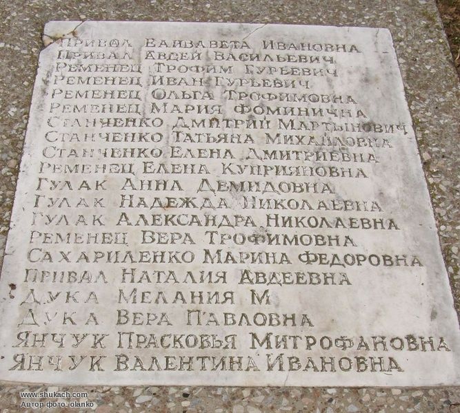 Мемориальная плита на братской могиле в г. Семёновке.